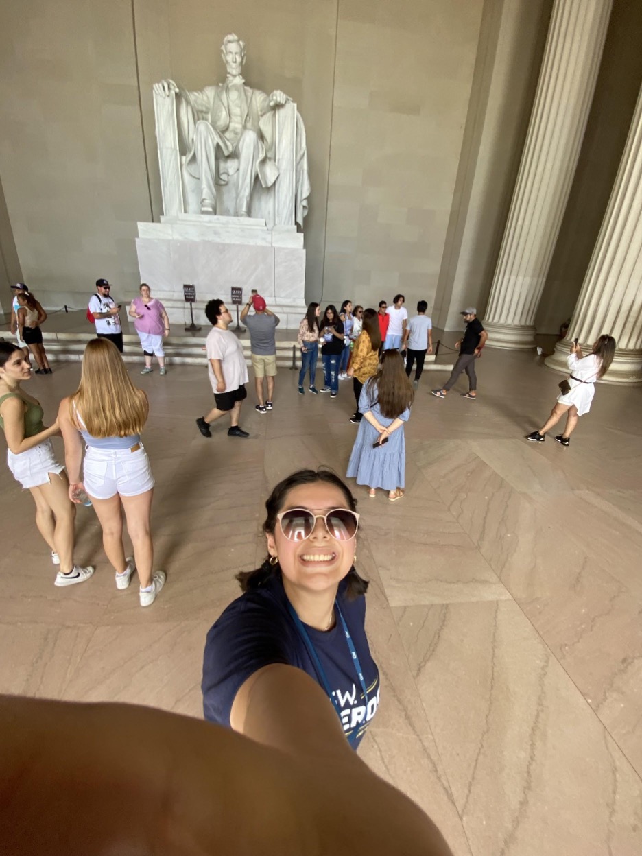 Sofia taking selfie with Lincoln
