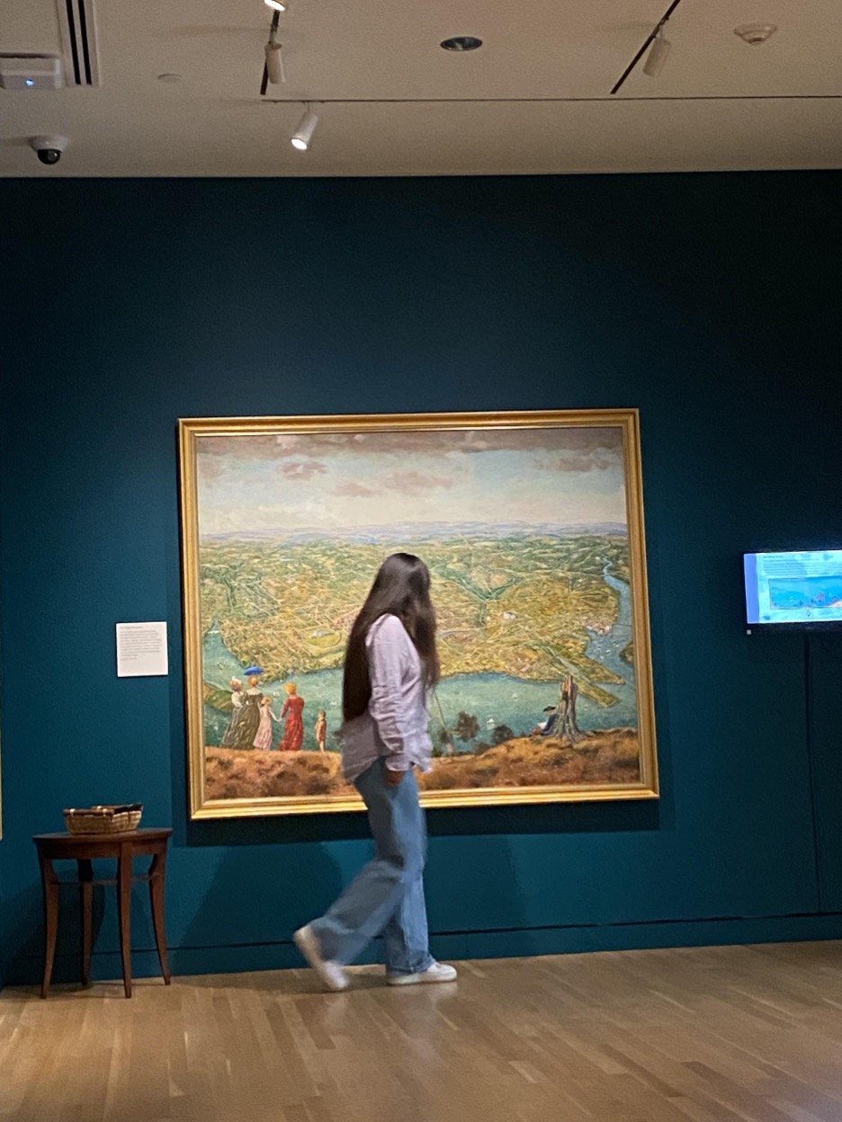 Person looking at painting