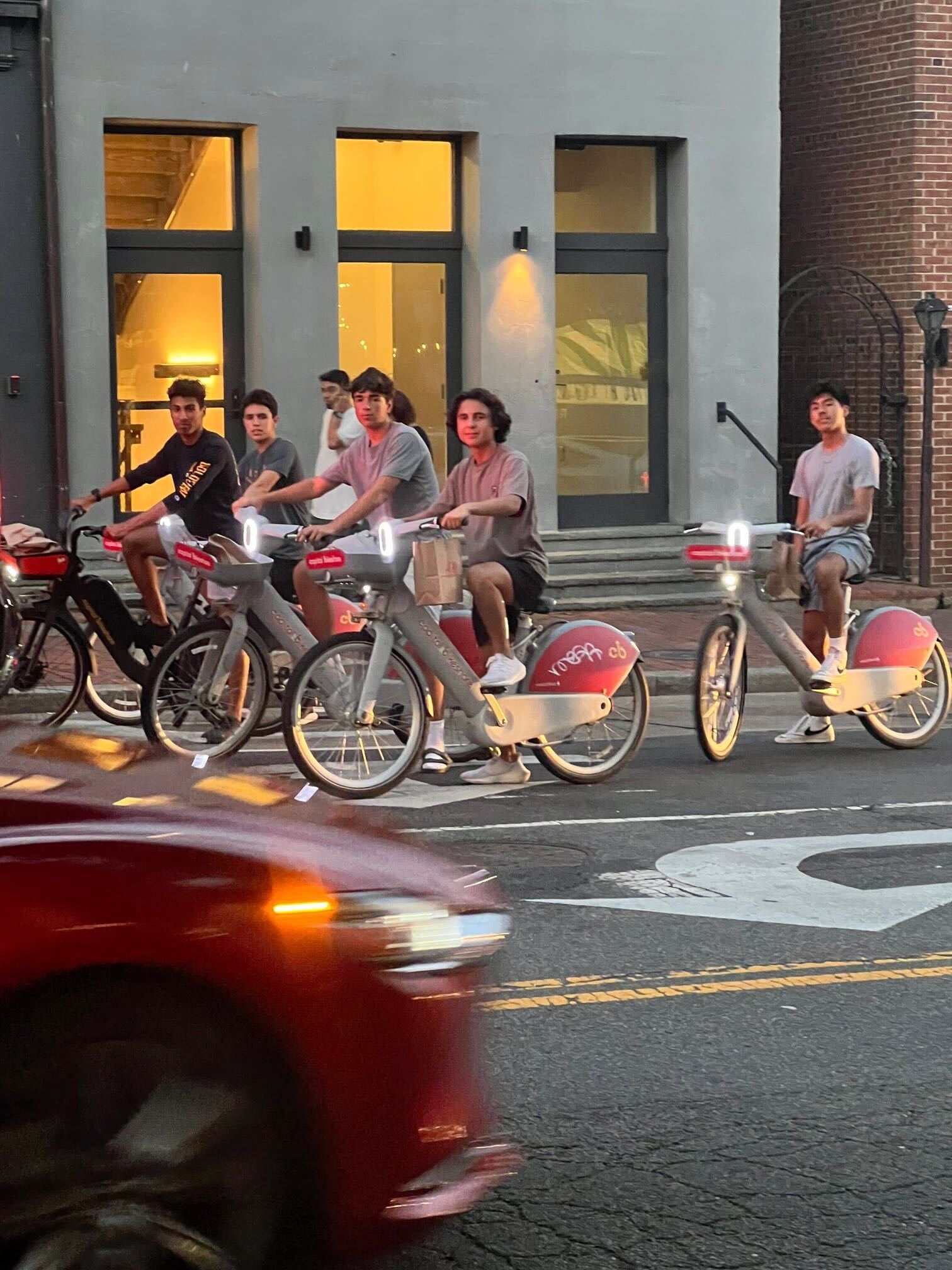 Group of students riding bikes