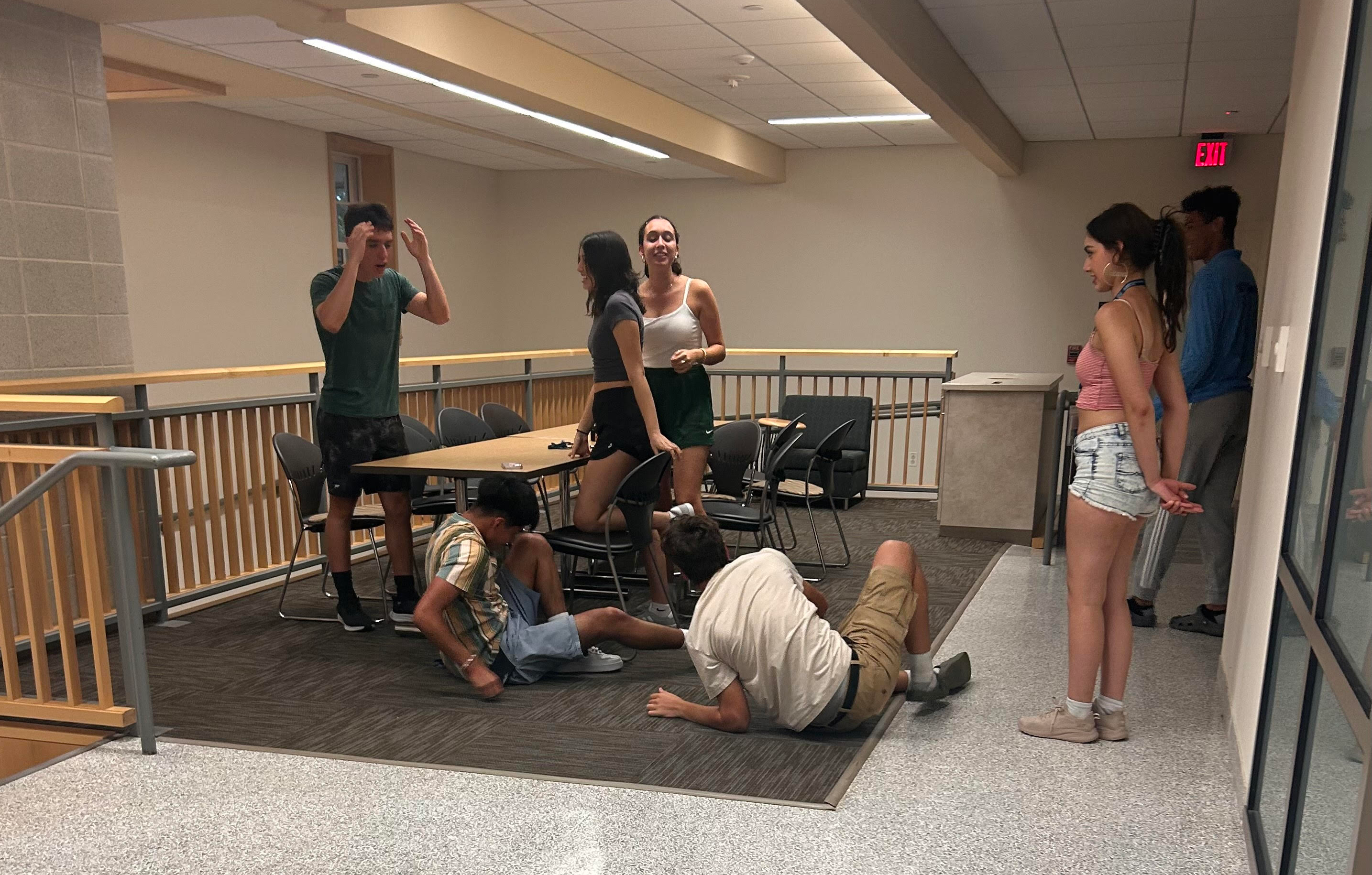 A group of students improving 