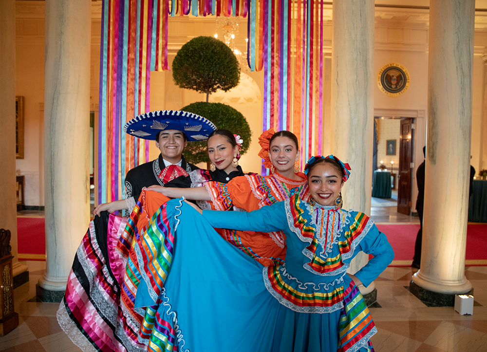 Students dressed in folkloric attire