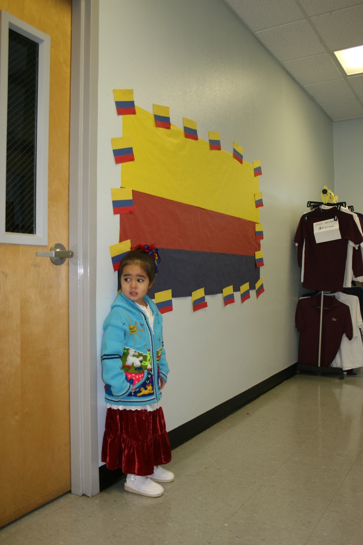 Young student standing outside of classroom