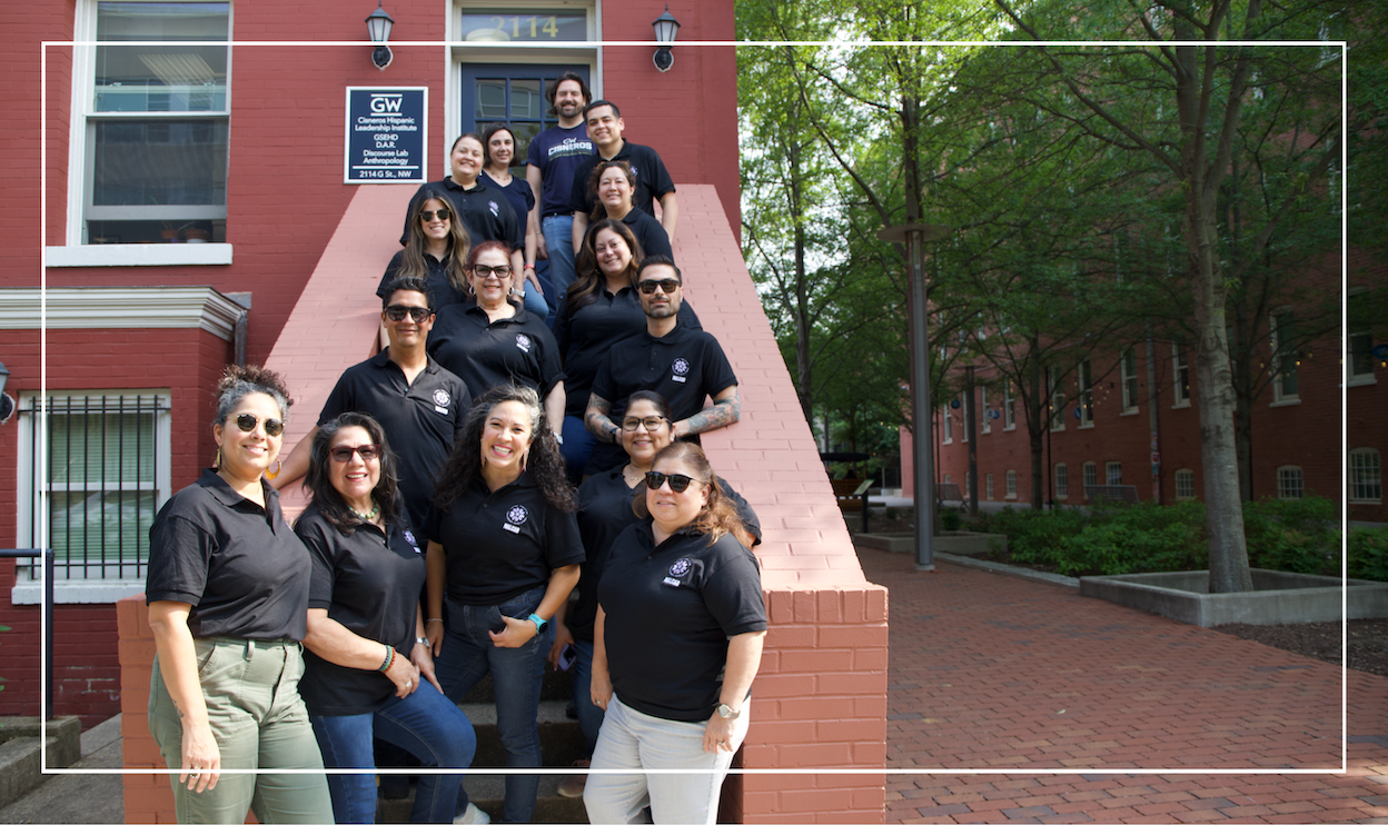 LEAD Fellows stand with NALCAB and Cisneros staff on steps