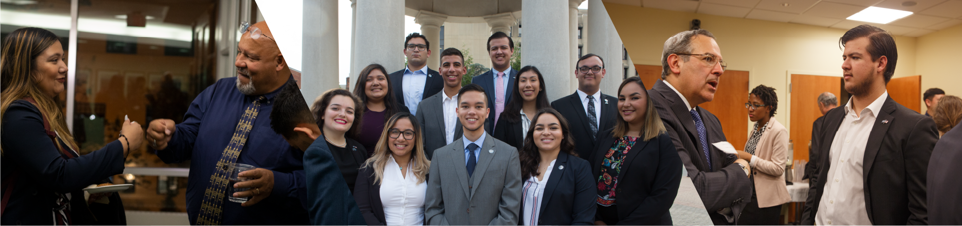 Cisneros Hispanic Leadership Institute seal surround by image of two women looking toward each other