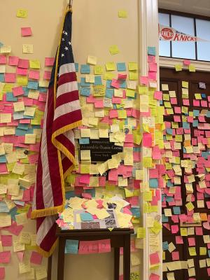 Wall covered in post it notes