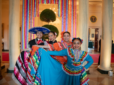 Students dressed in folkloric attire