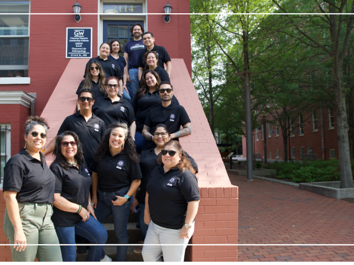 LEAD Fellows stand with NALCAB and Cisneros staff on steps