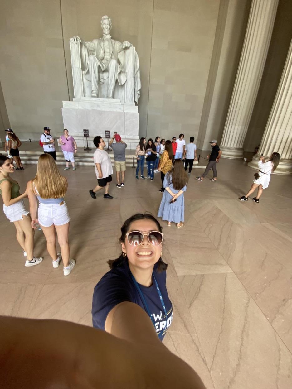 Sofia taking selfie with Lincoln