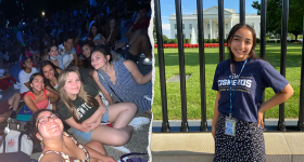 Left: group selfie; Right: Malyna in infront of White House
