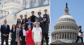 Left: group of students; Right: U.S. Capitol building