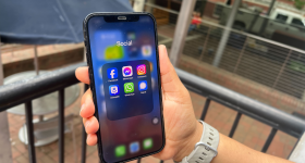 Holding phone