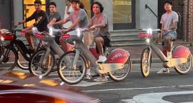 Group of students riding bikes