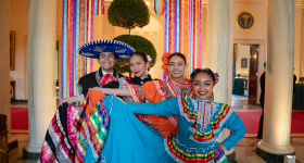 Students dressed in folkloric attire